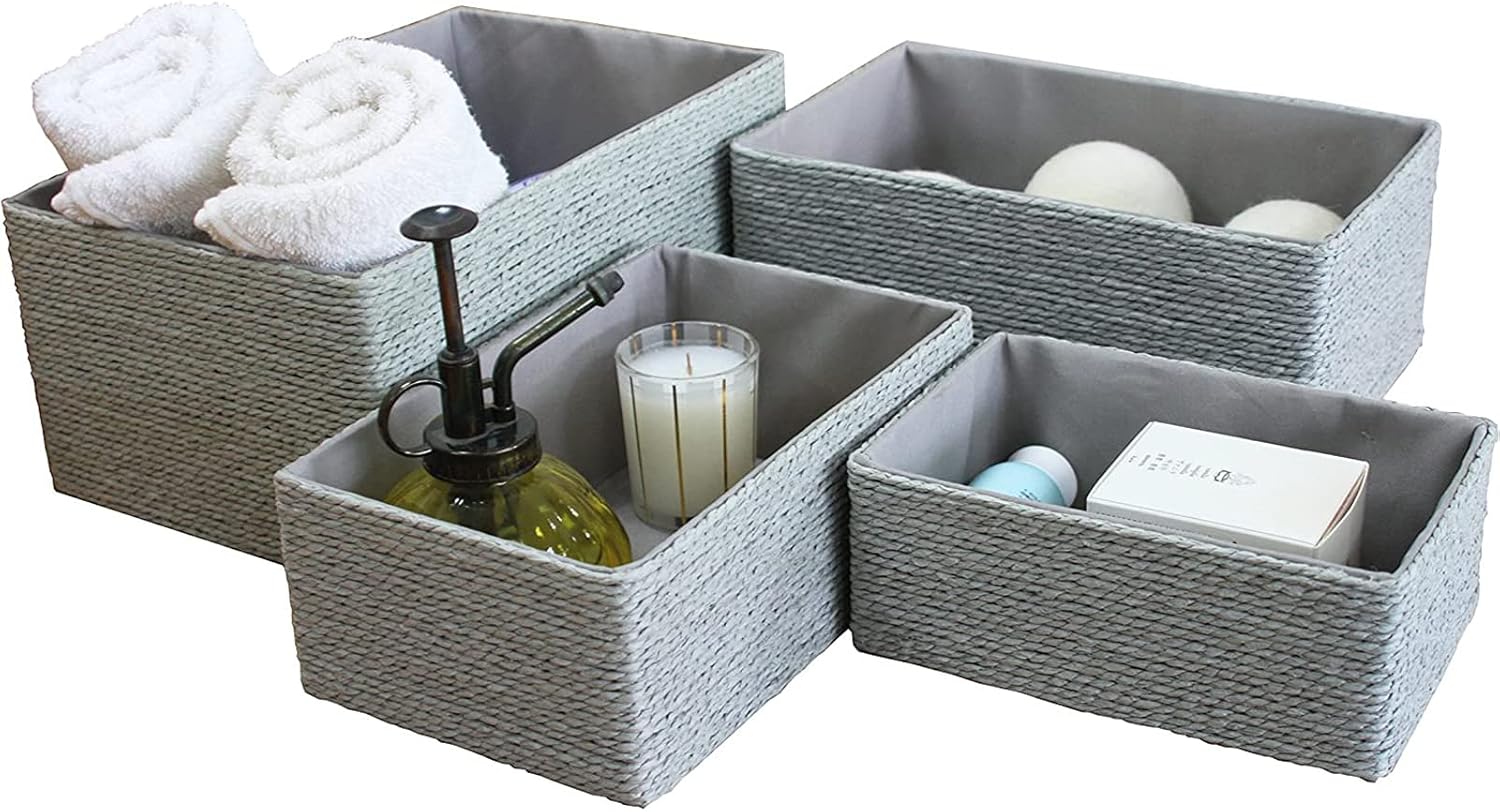 Boho Beige Storage Basket — Set of 4 — Gray