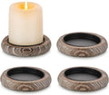 Round Farmhouse Brown Pillar Candle — Set of 2 — Whitewash