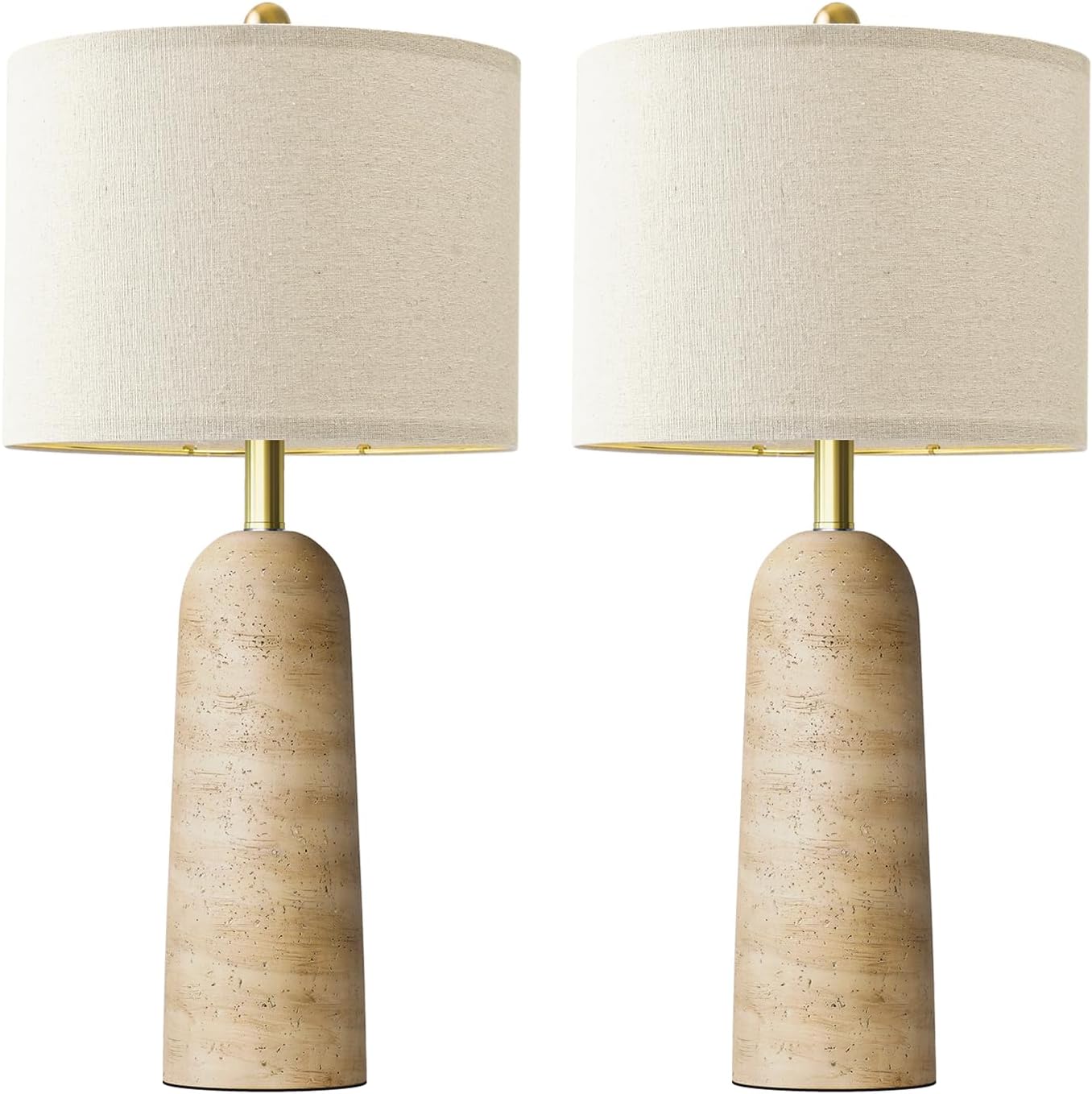 Linen Modern Beige Bedside Lamp — 27.25" — Warm Beige