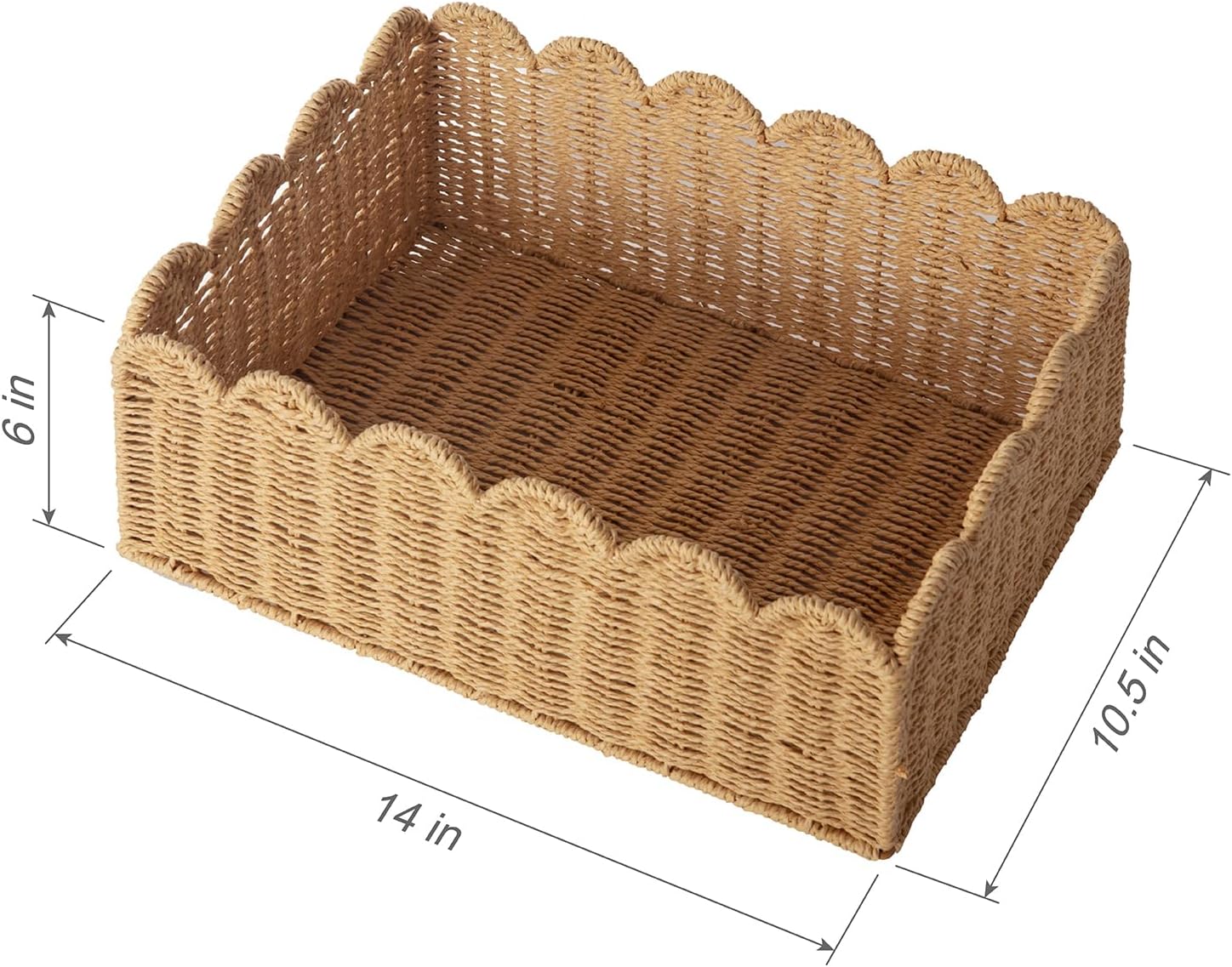 Boho Beige Woven Basket — 14" - View 7