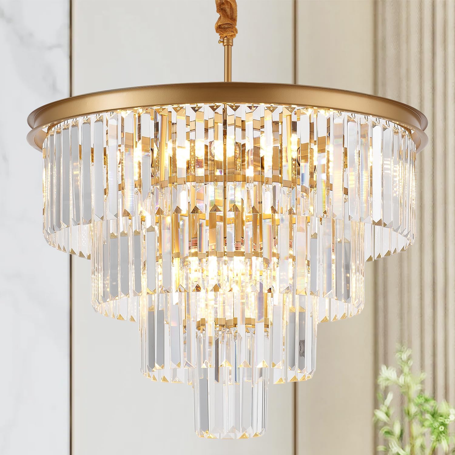 Round Luxe Black Chandelier — 10-Light — Diameter 23.6"