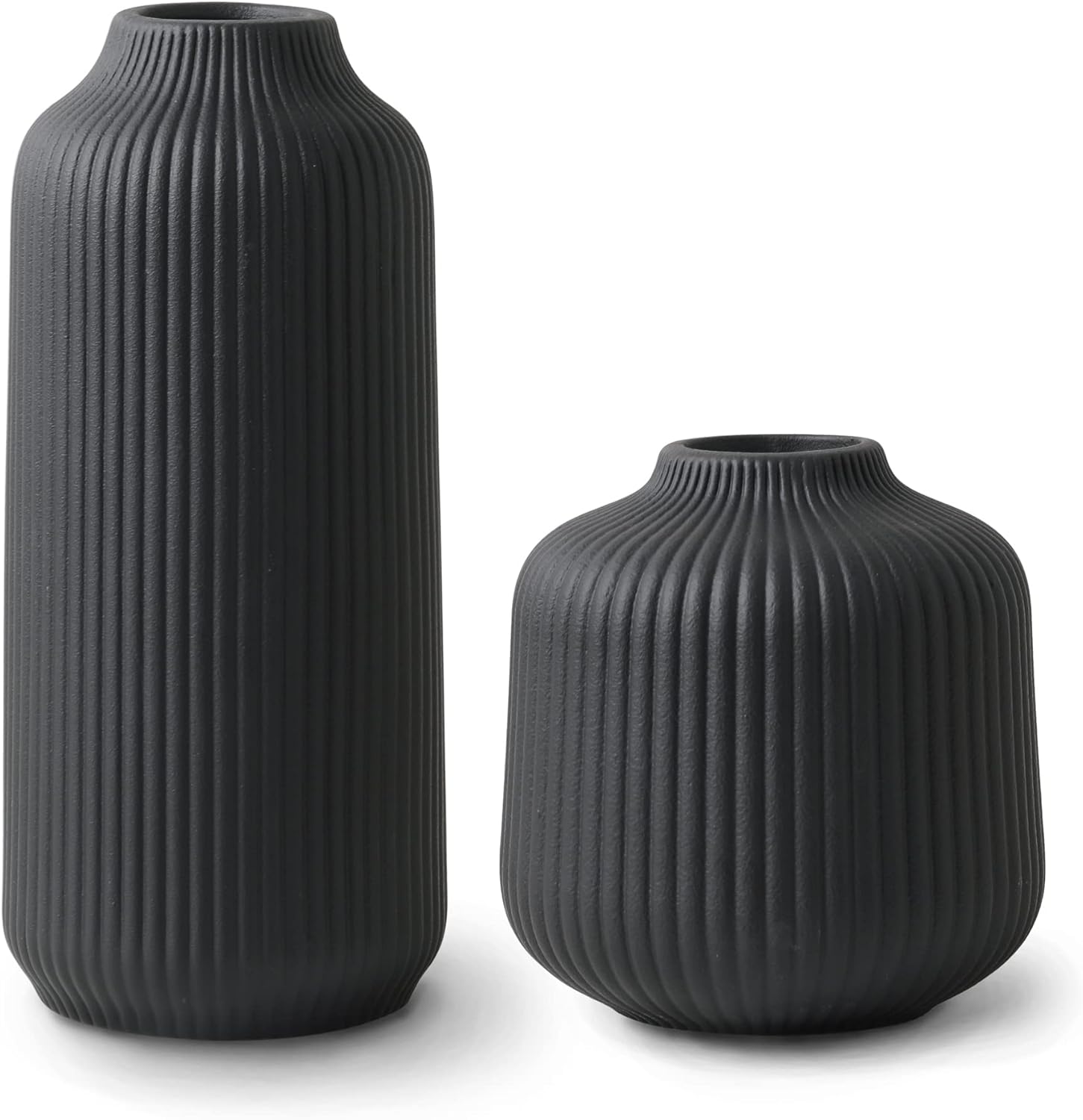 Boho Black Flower Vase — Set of 2 — Black