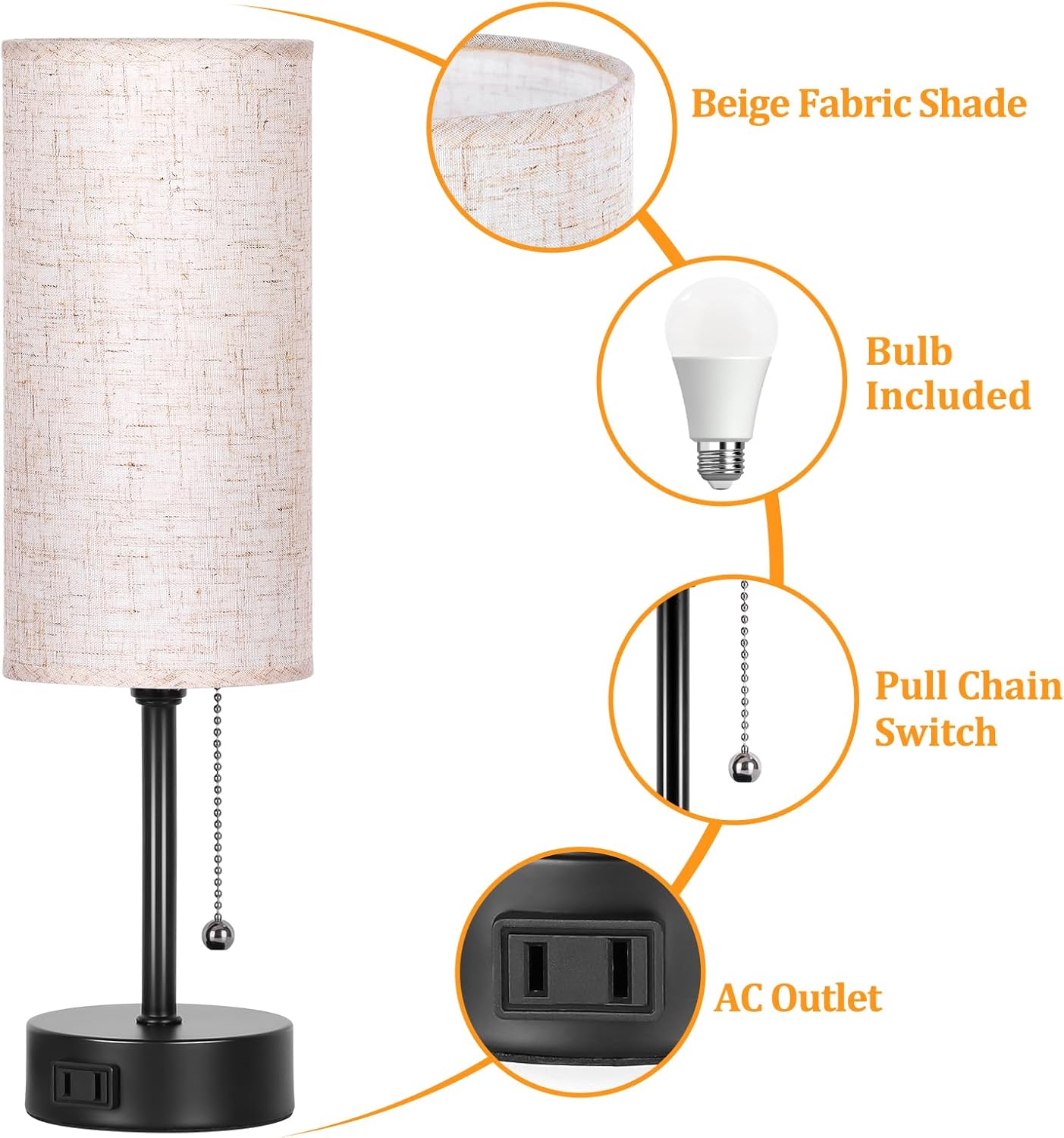 Black Nightstand Lamp - View 4
