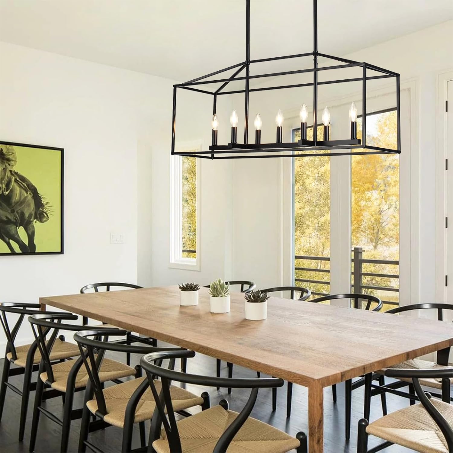 Adjustable Farmhouse Black Chandelier — 7-Light - View 6