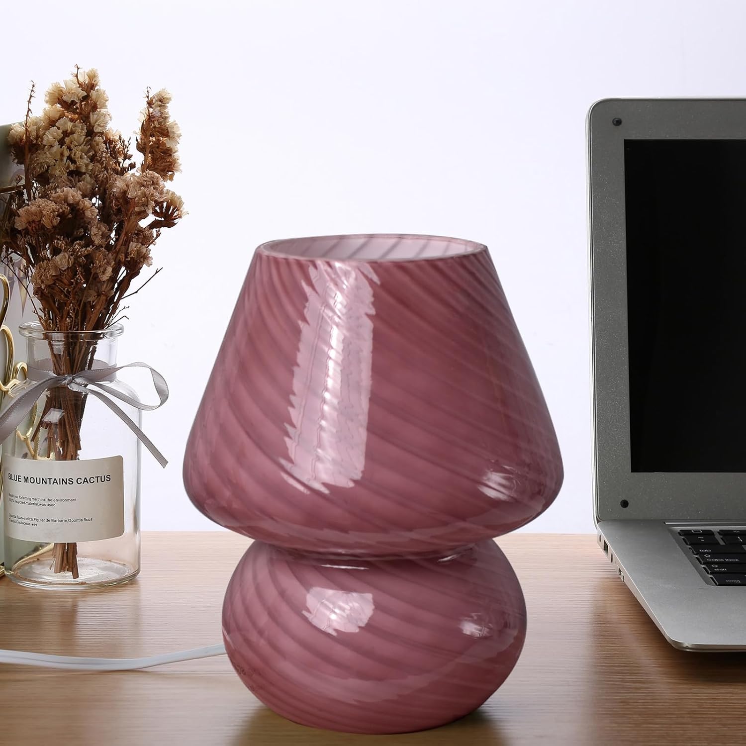 Vintage Blue Table Lamp — Stripe Purple