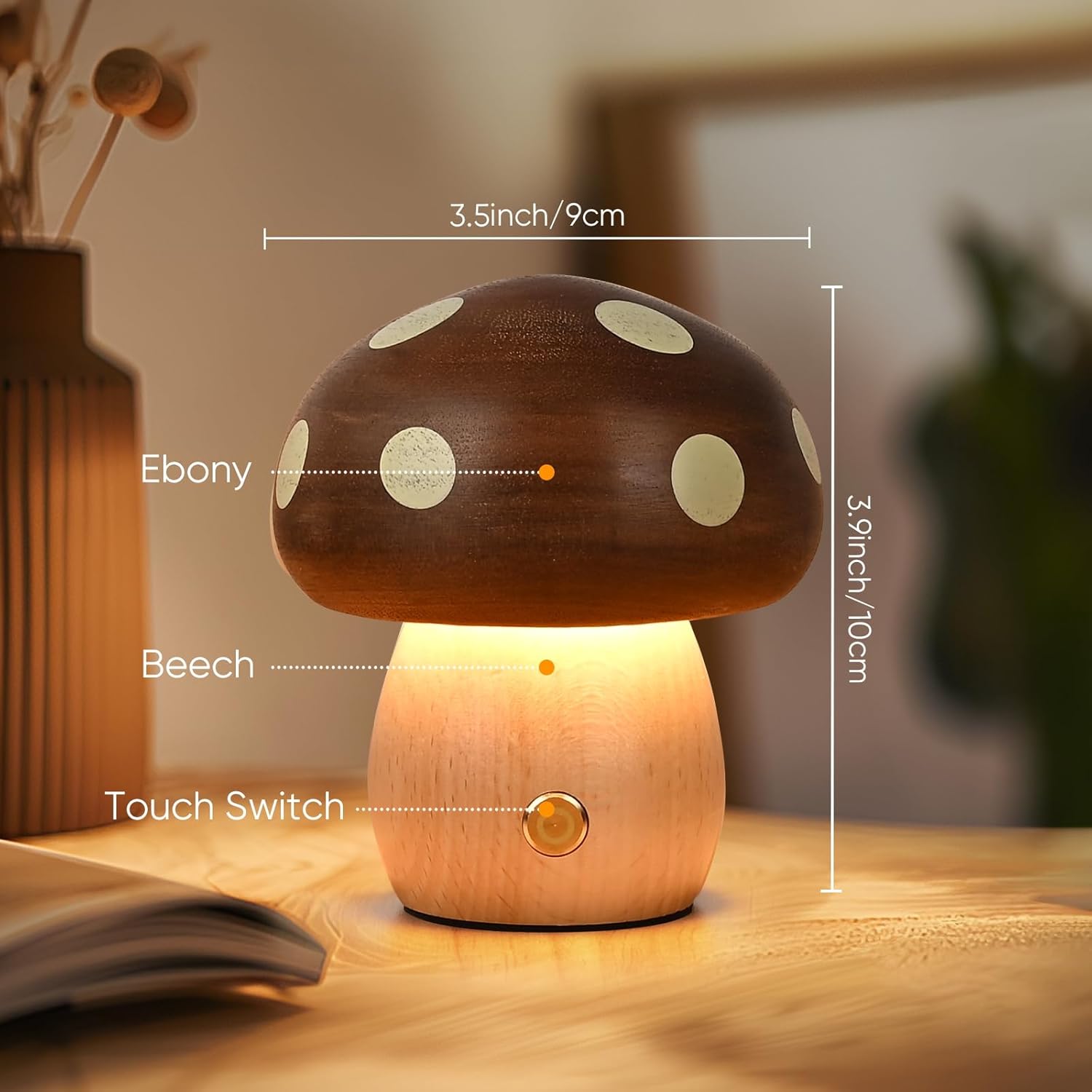 Cordless Wood Bedside Lamp - View 5