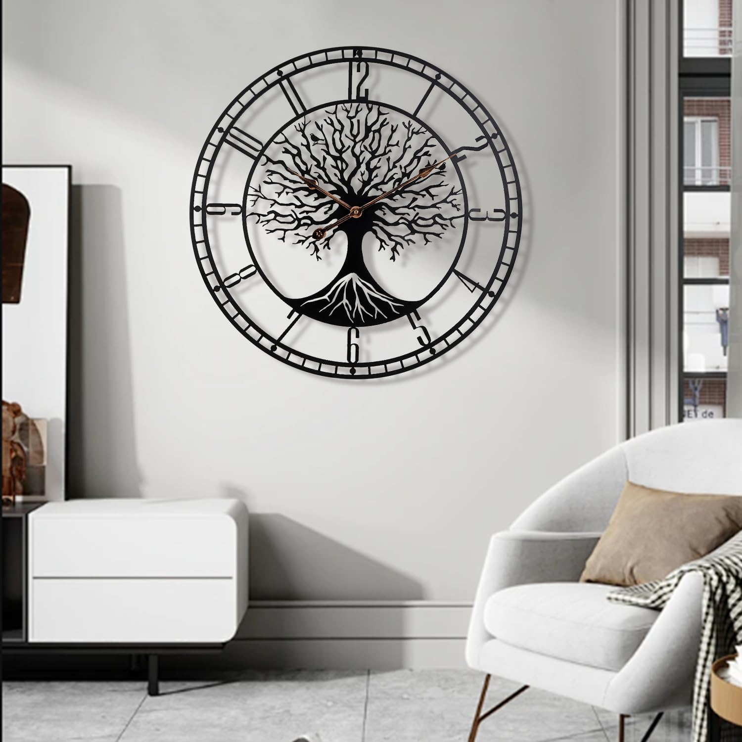 Battery Operated Mid-Century Metal Wall Clock — 24" - View 8