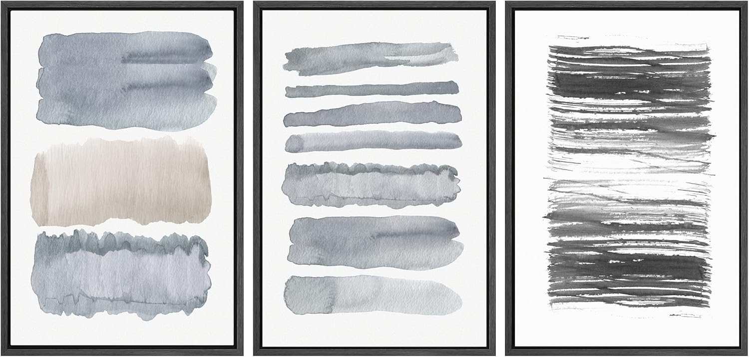 Framed Farmhouse Fabric Wall Art — 24" — 24"x36"x3 Panels Black