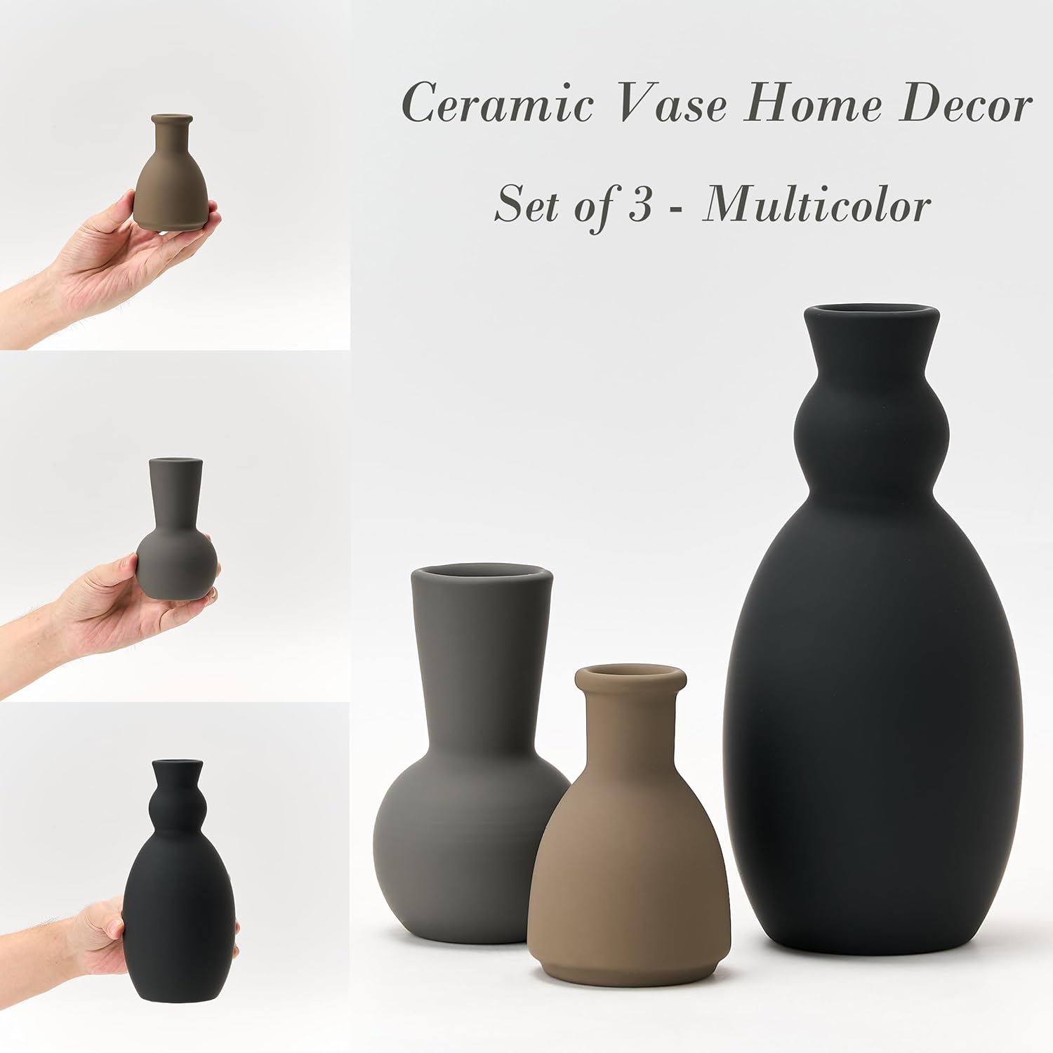Farmhouse White Vase Set — Set of 3 - View 3