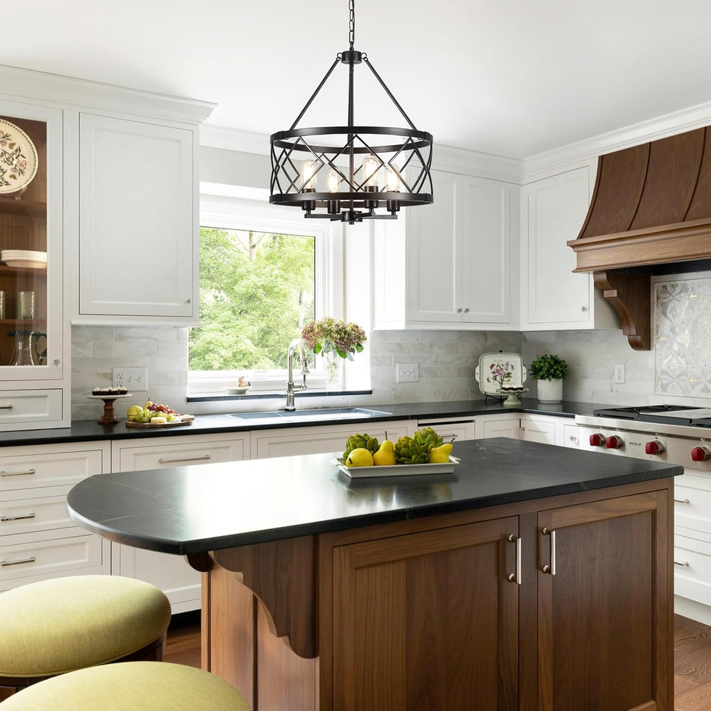 Farmhouse Black Chandelier — 4-Light - View 7
