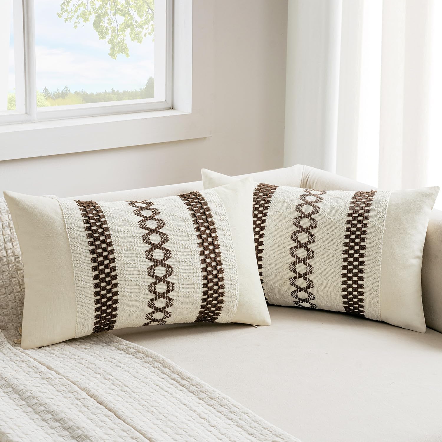 Boho Beige Pillow Cover — 16" — 20" x 12" (Pack of 2)