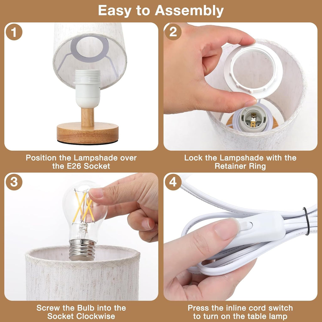 Beige Bedside Lamp — 9" - View 8