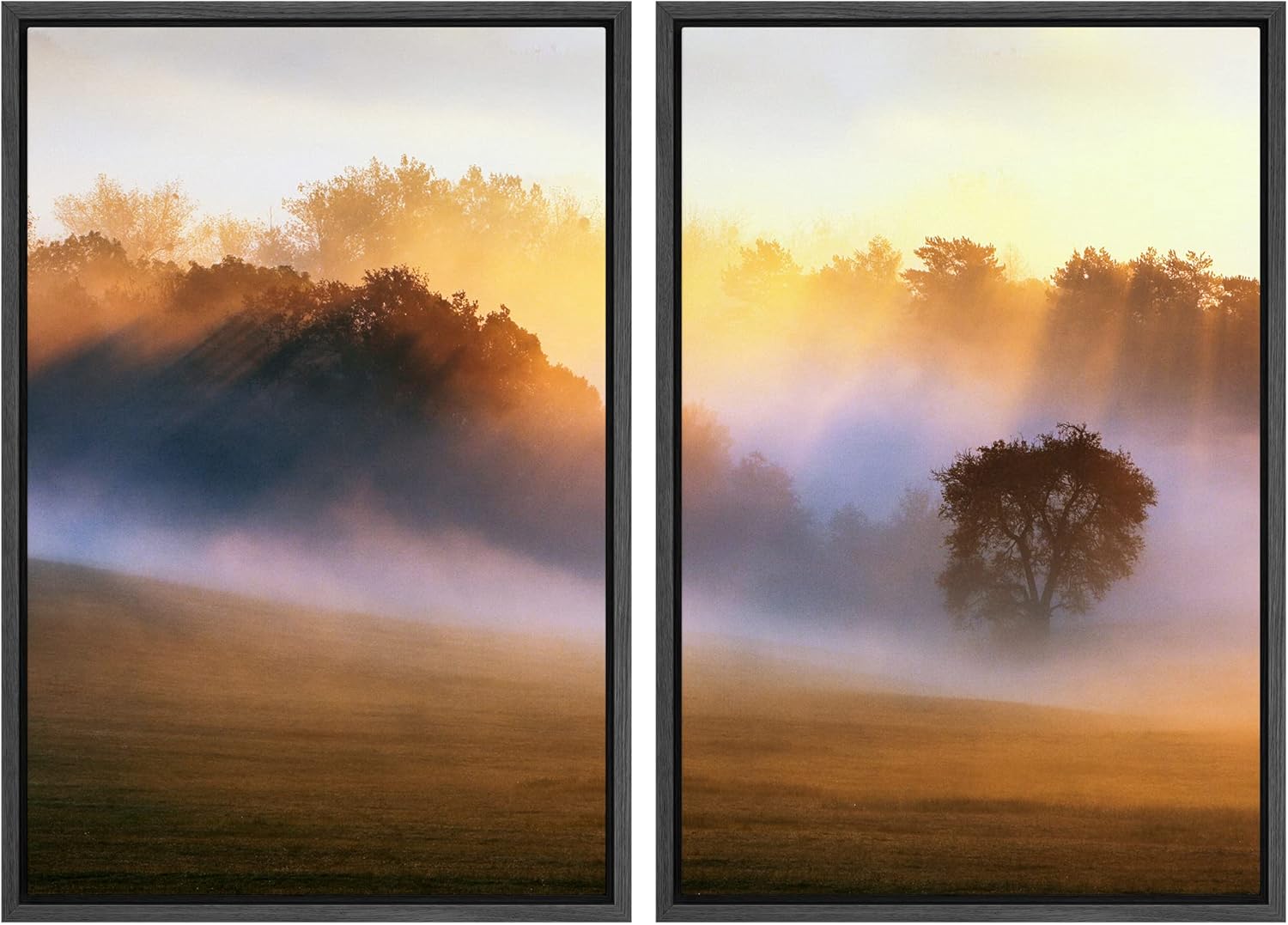 Framed Farmhouse Fabric Canvas Wall Art — 24" — 16" x 24" x 2 Panels BLACK