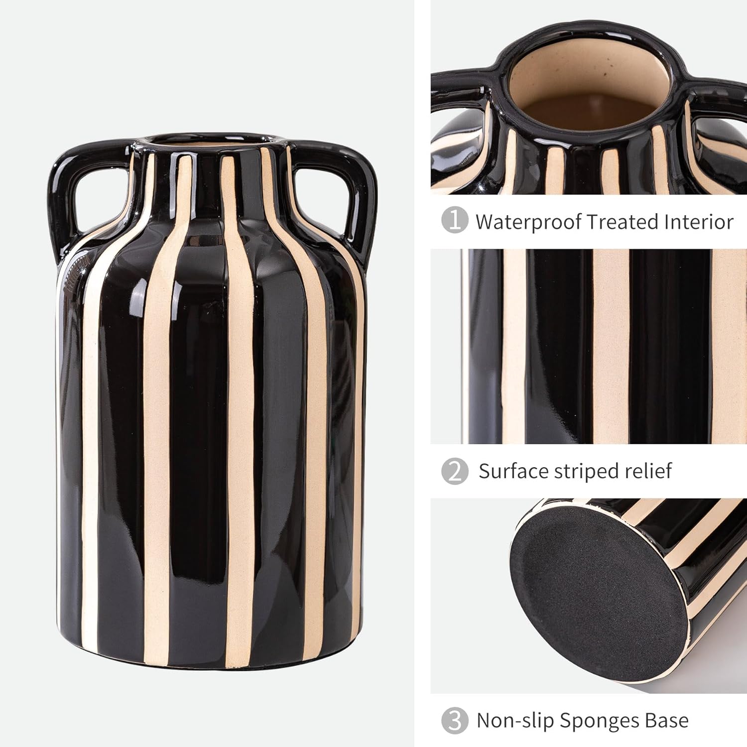 Farmhouse Black Flower Vase — 9.1" - View 2