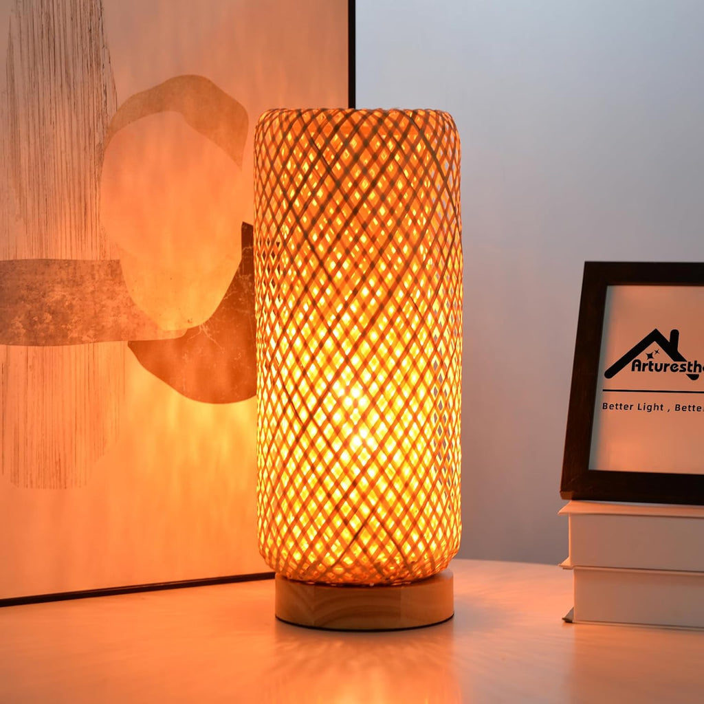 Boho Wood Desk Lamp — 5.9" — 5.9" X 15.32"