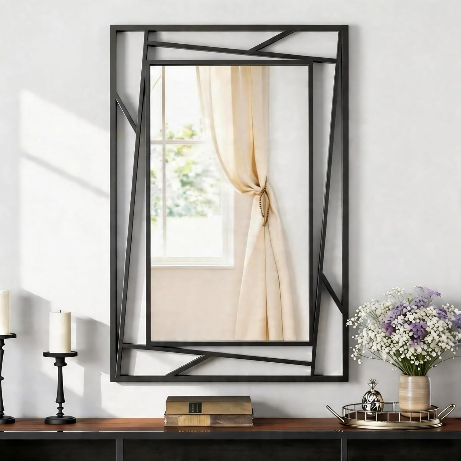 Framed Farmhouse Black Wall Mirror — 28" — Black