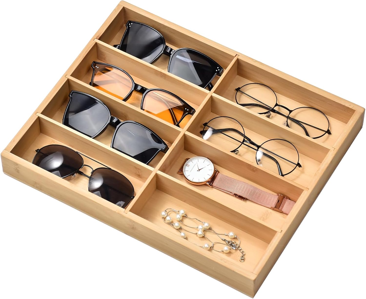 Grey Storage Basket — Bamboo 8 Grids