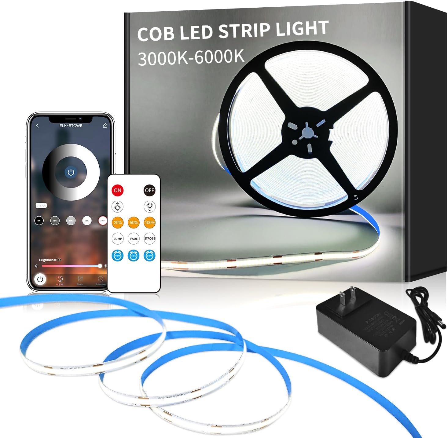 Dimmable White LED Strip Lights — White