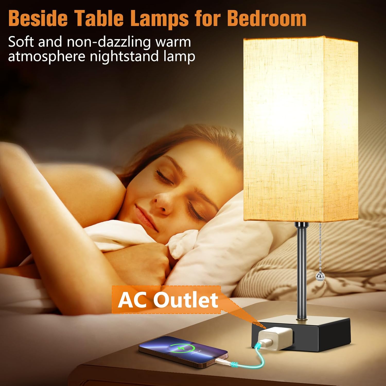 Black Bedside Lamp — 15" - View 5