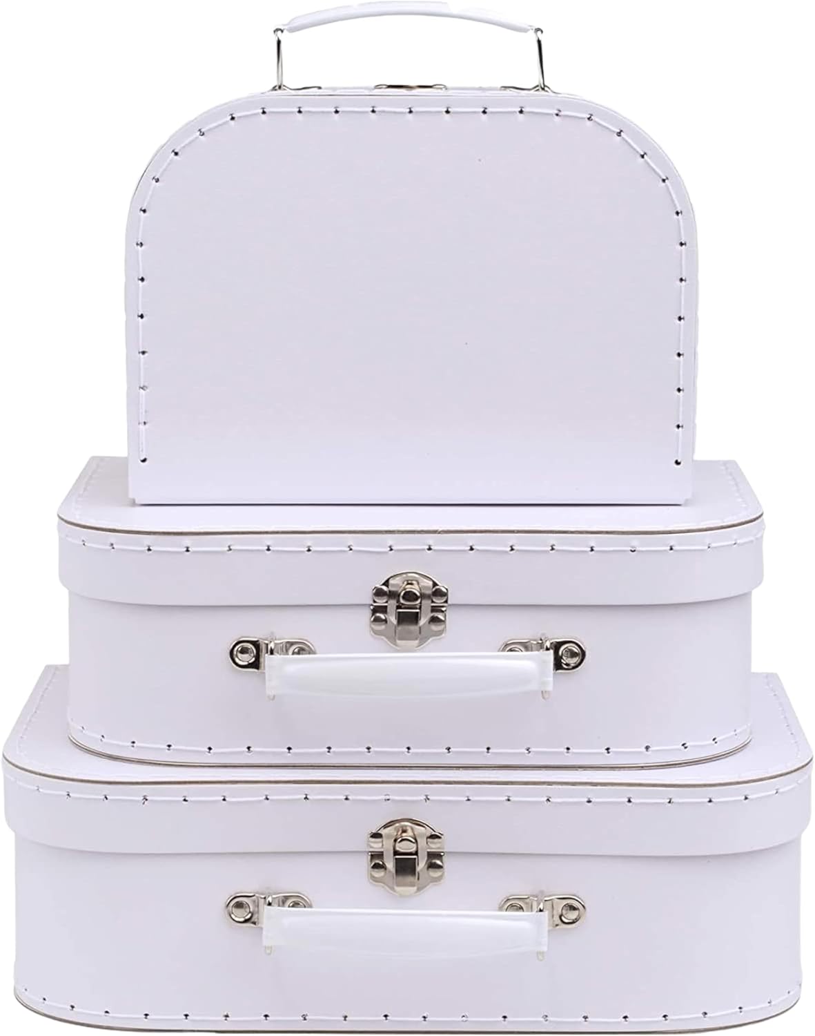 Vintage Mid-Century Gold Storage Basket — Set of 3 — White