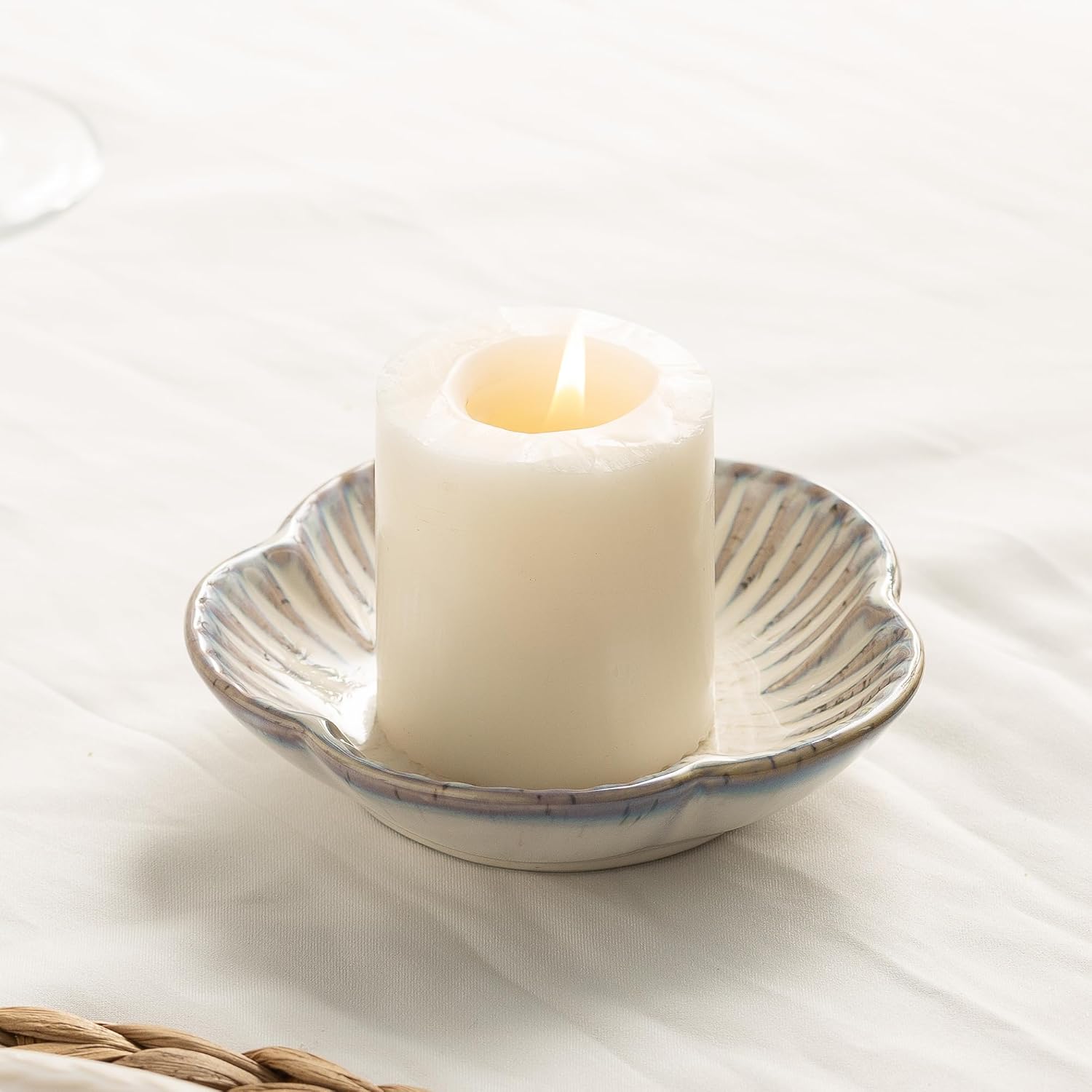 Black Pillar Candle — Vintage White