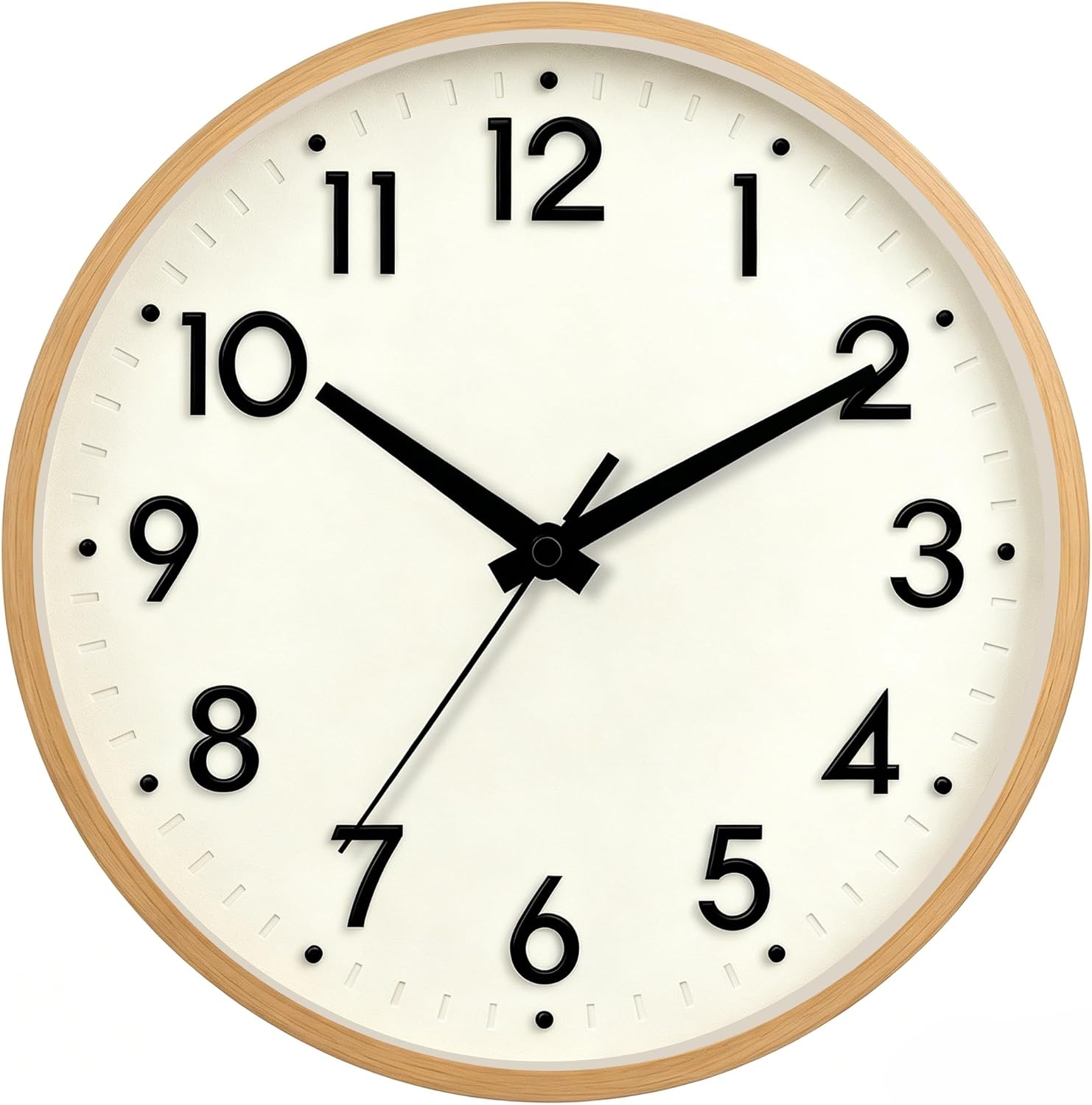 Battery Operated Modern Beige Wall Clock — 8" — F_beige