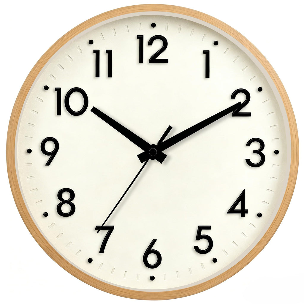 Battery Operated Modern Beige Wall Clock — 8"