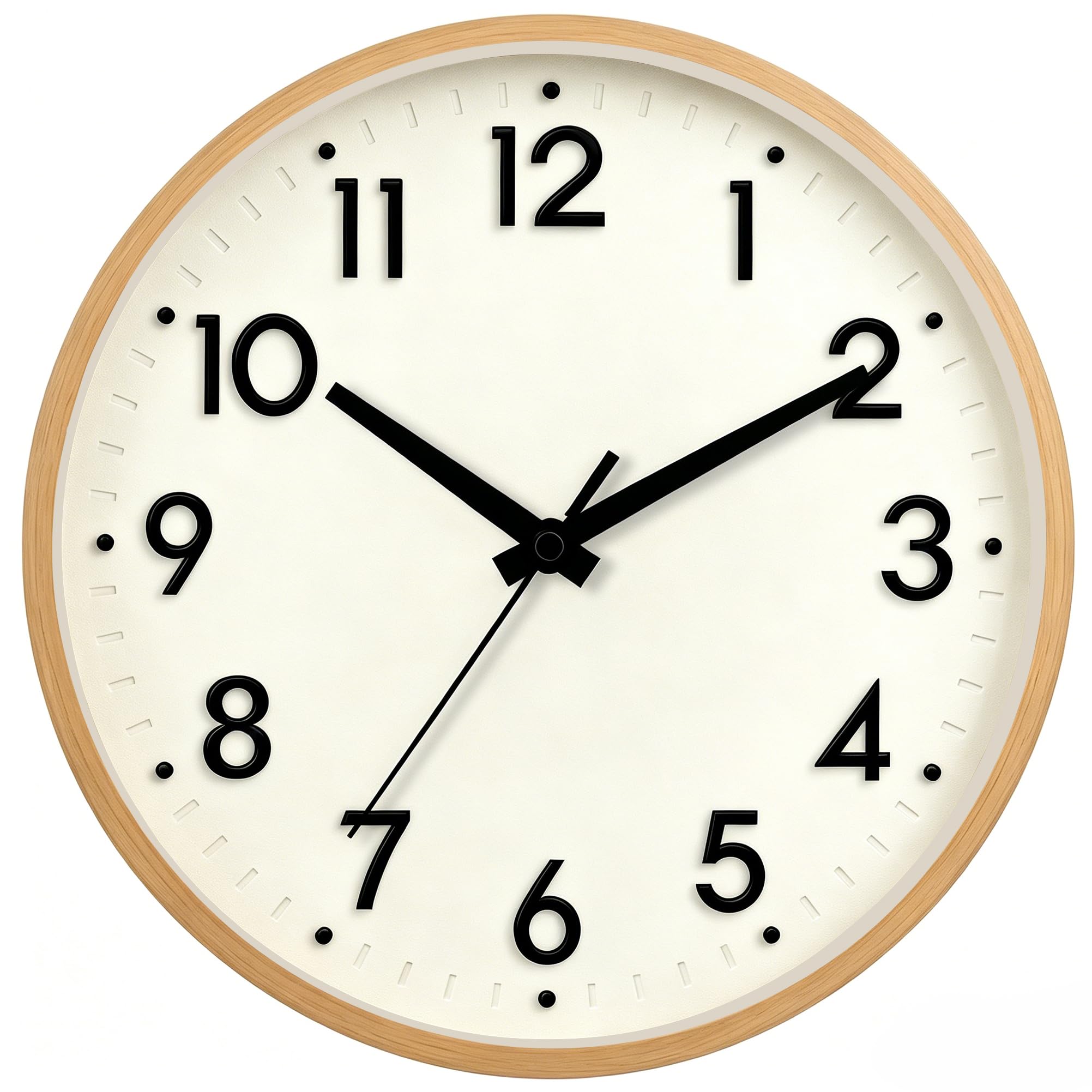 Battery Operated Modern Beige Wall Clock — 8"