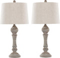 Farmhouse Grey Bedside Lamp — 32" — Reclaimed Grey Polyresin