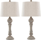 Farmhouse Grey Bedside Lamp — 32" — Reclaimed Grey Polyresin