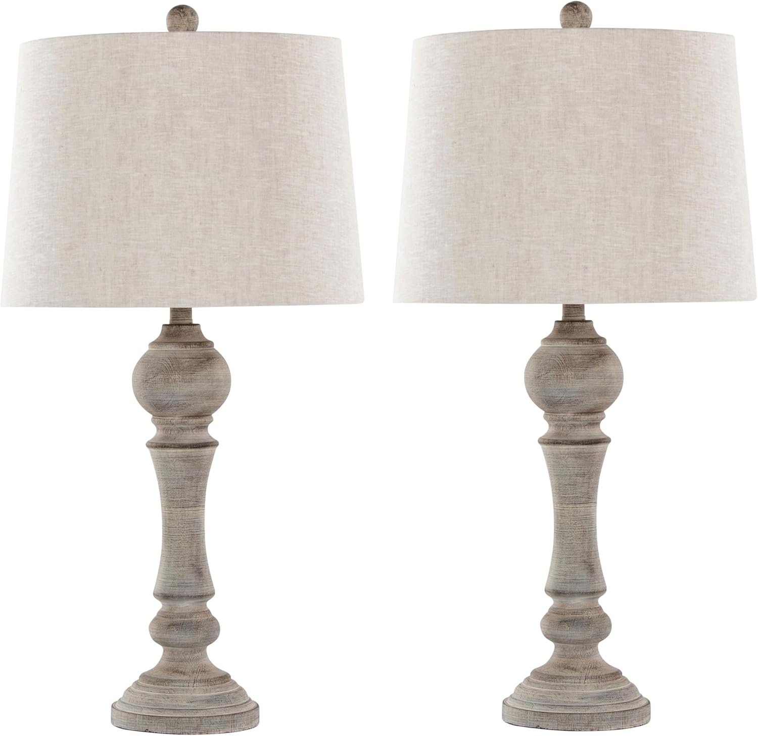 Farmhouse Grey Bedside Lamp — 32" — Reclaimed Grey Polyresin