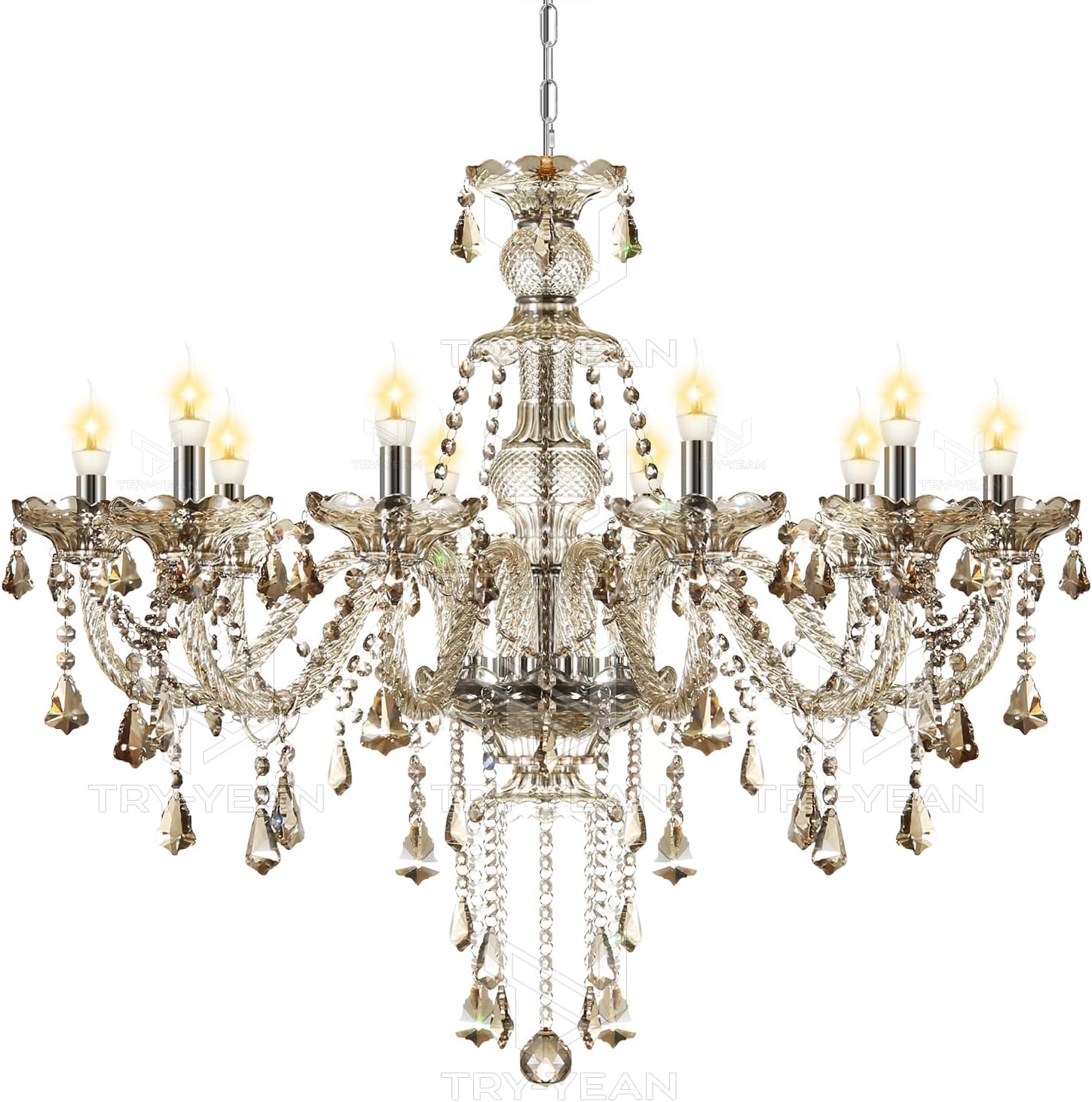 Adjustable Luxe Metal Chandelier — 35" - View 2