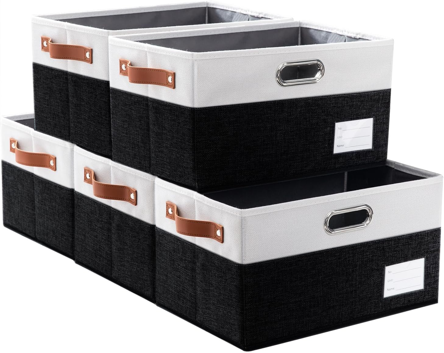 Beige Storage Bin — 7" — Black & Cream