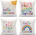 Boho Black Throw Pillow Cover — 18" — Hello Sunshine Rainbow Alphabet
