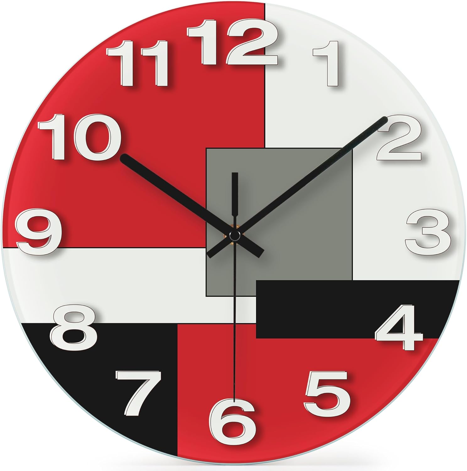 Battery Operated Modern Red Wall Clock — 12" — Red Decor 1