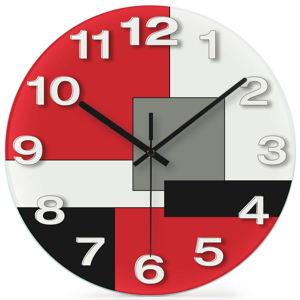 Battery Operated Modern Red Wall Clock — 12"