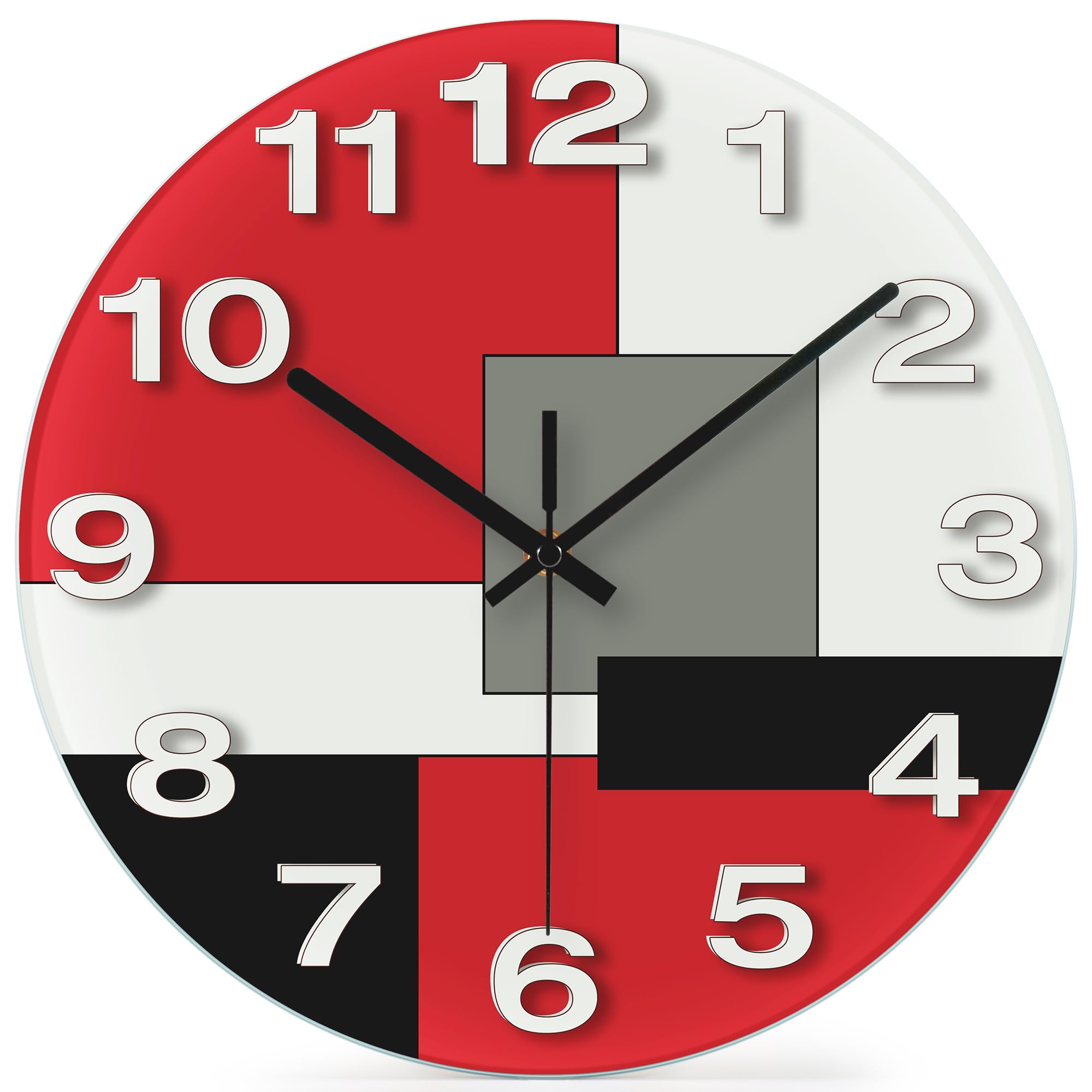 Battery Operated Modern Red Wall Clock — 12"