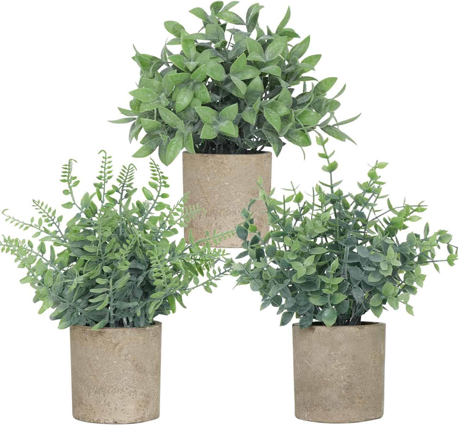 Green Artificial Plant — Paper Pulp Pot - Gray