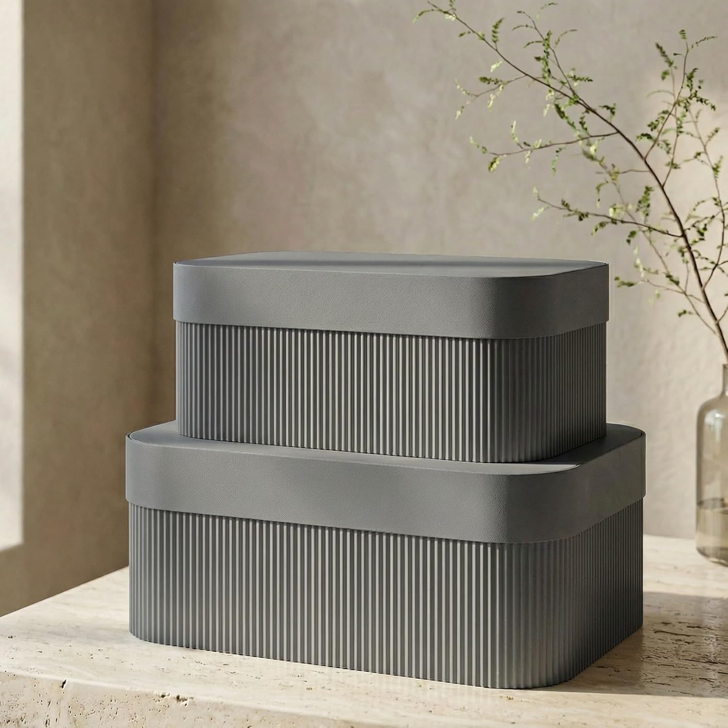 Beige Storage Basket — Set of 2 — Gray