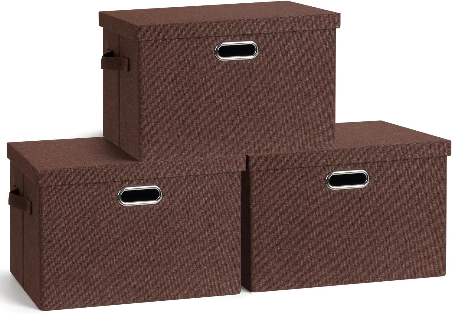 Linen Beige Storage Bin — 6x11 — Dark Red