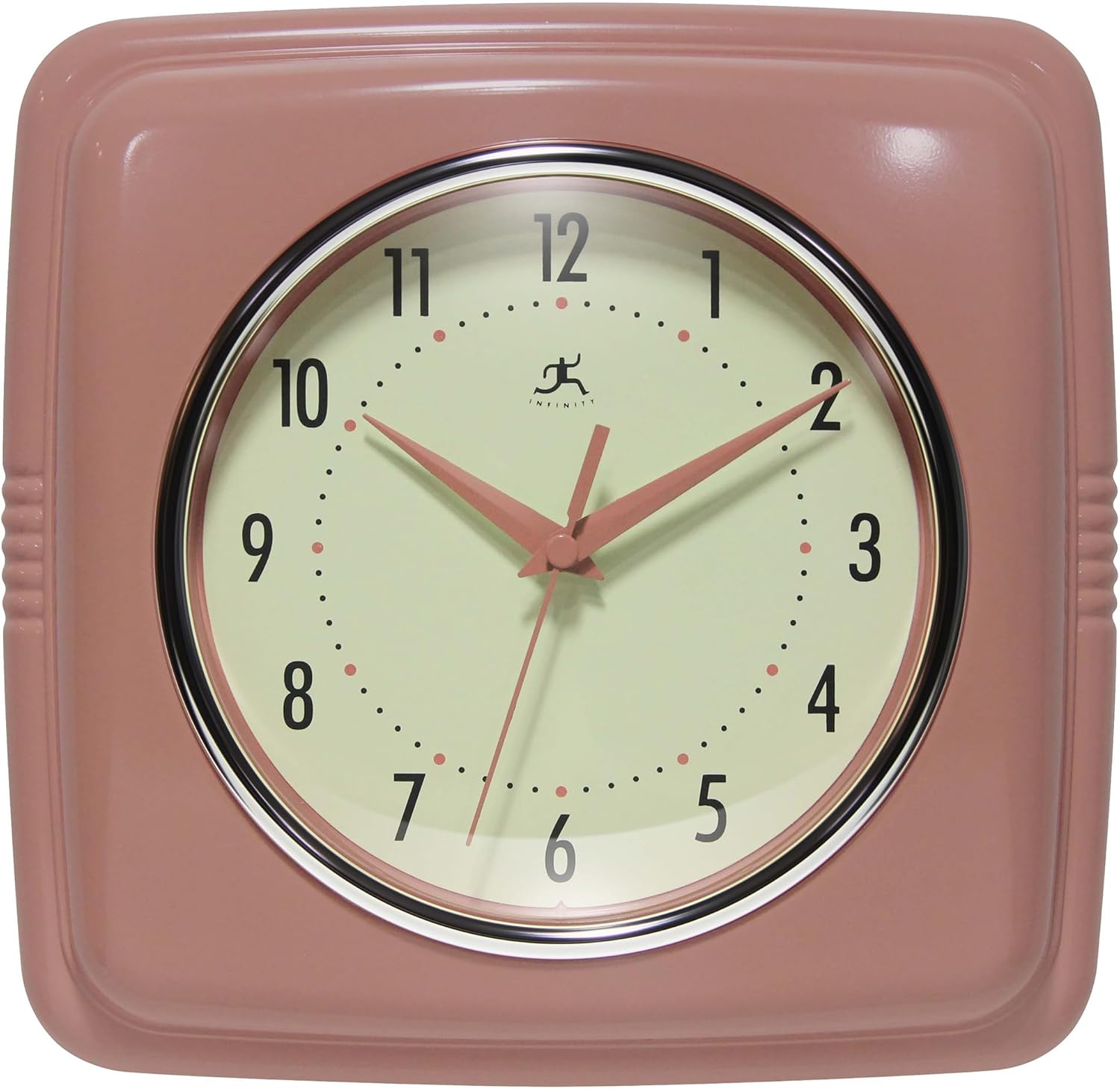 Vintage Mid-Century Beige Wall Clock — 9" — Terracotta