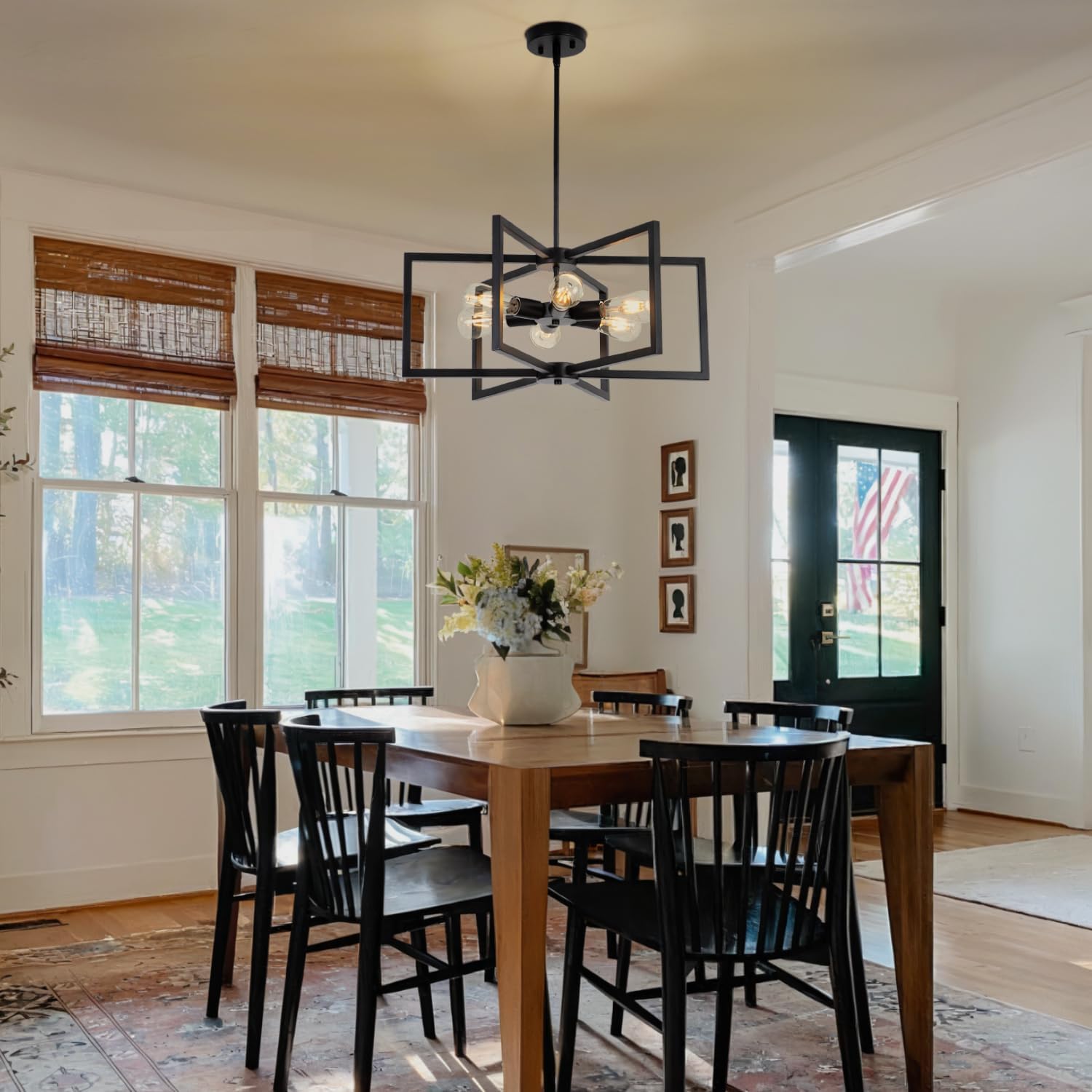 Adjustable Farmhouse Black Chandelier — 6-Light - View 4