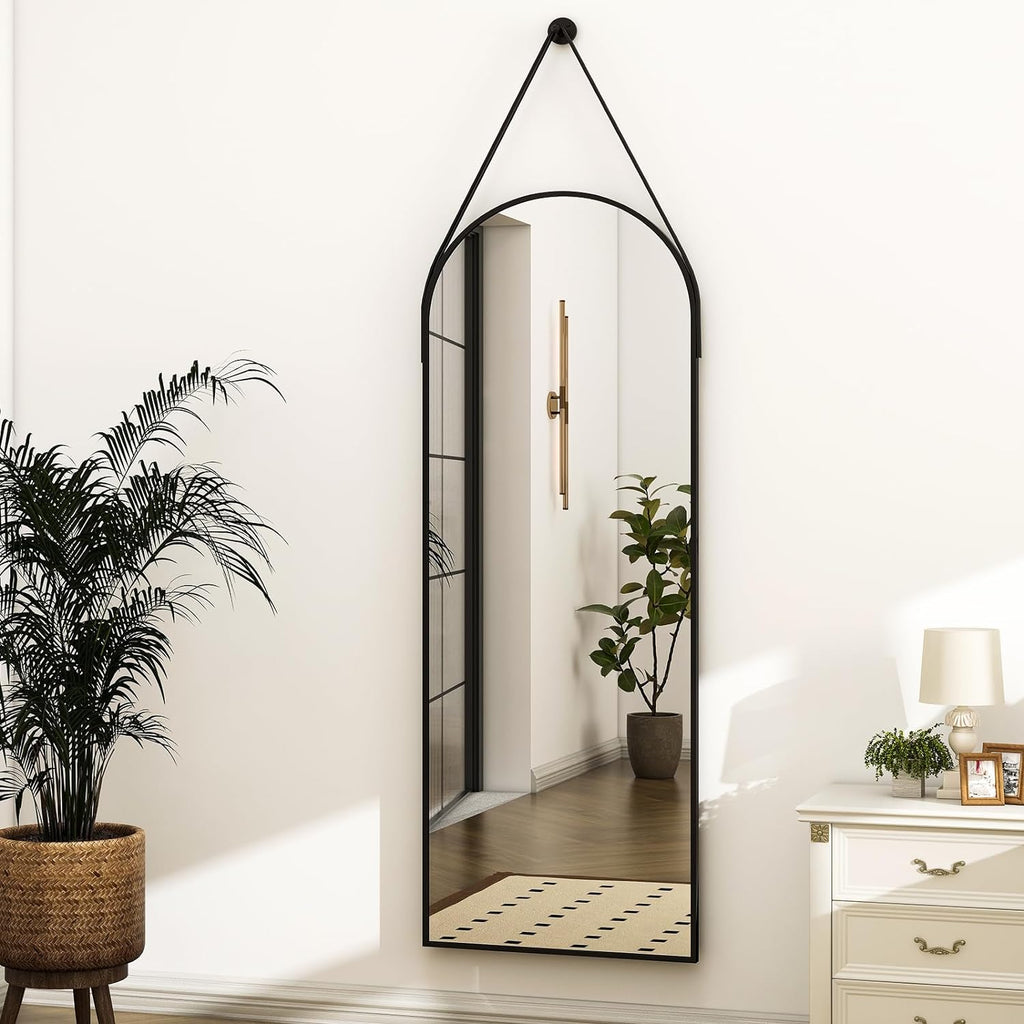 Luxe Black Round Mirror — 20" — Arched-black