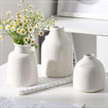 Modern Black Flower Vase — Set of 3 — 3 Vase Set- White