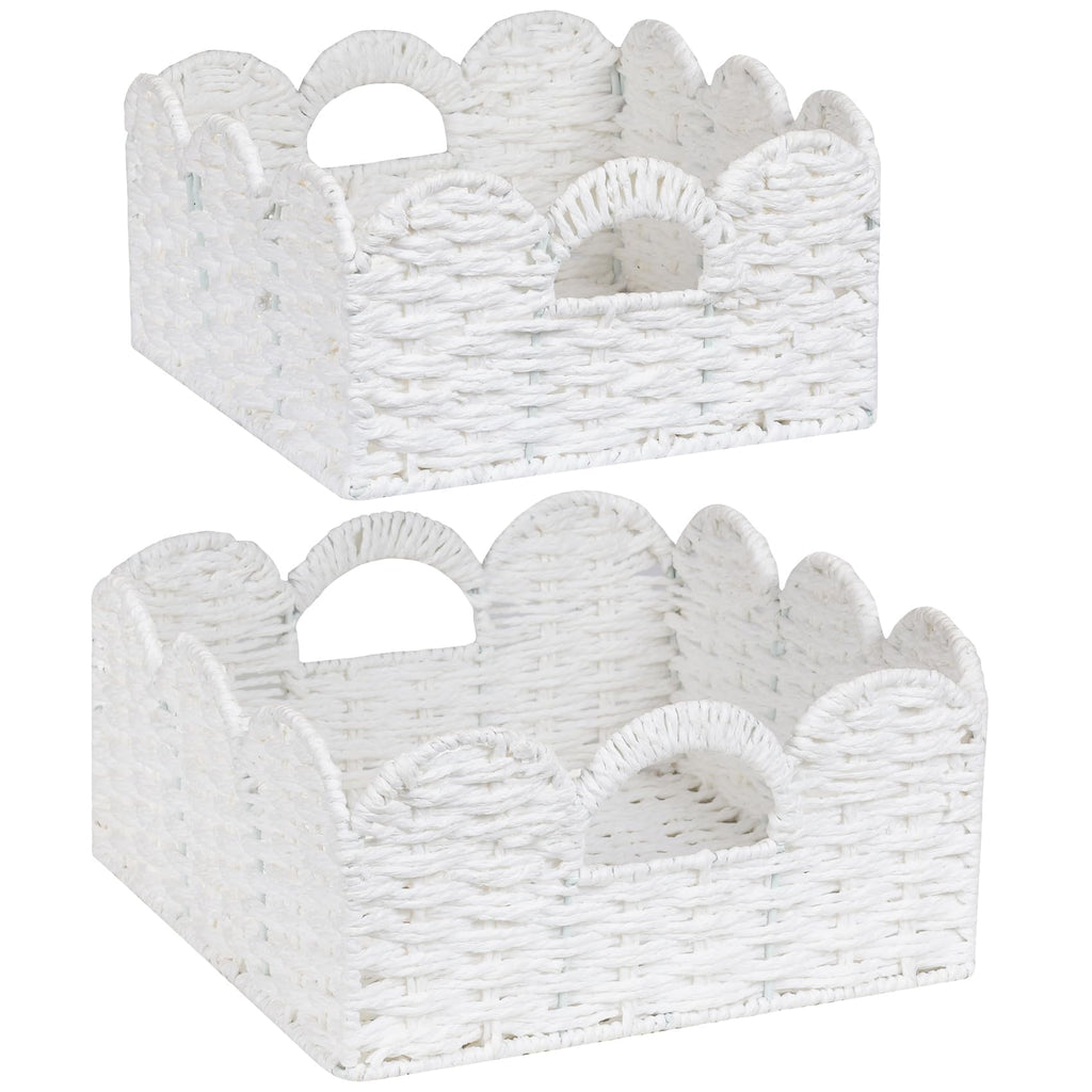 Handwoven Boho White Storage Basket