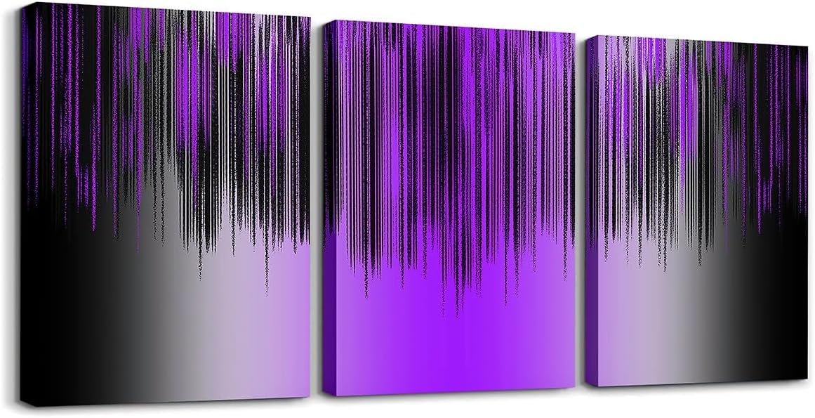 Modern Black Canvas Wall Art — 12" — Purple Black
