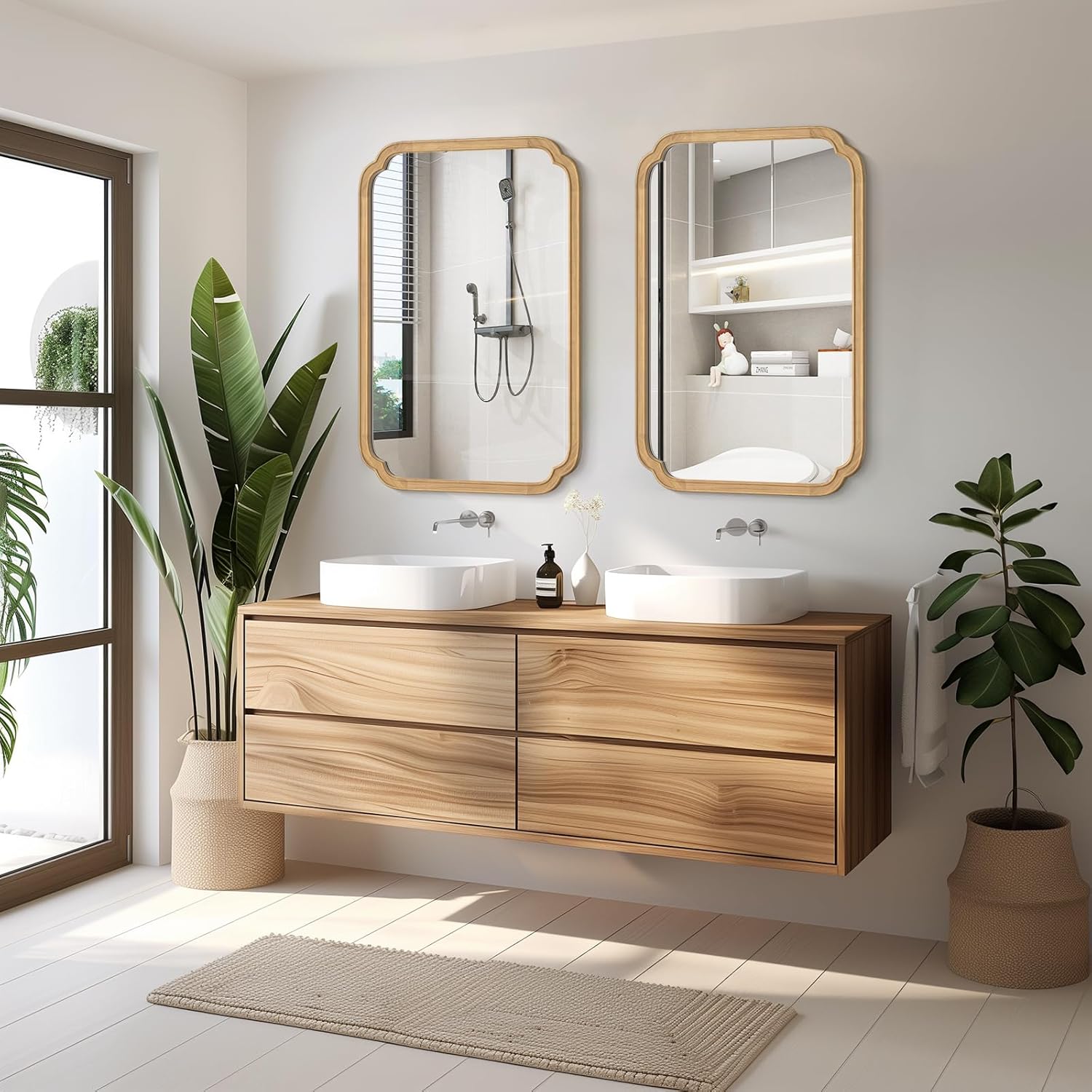 Farmhouse Beige Wall Mirror — 36" - View 2
