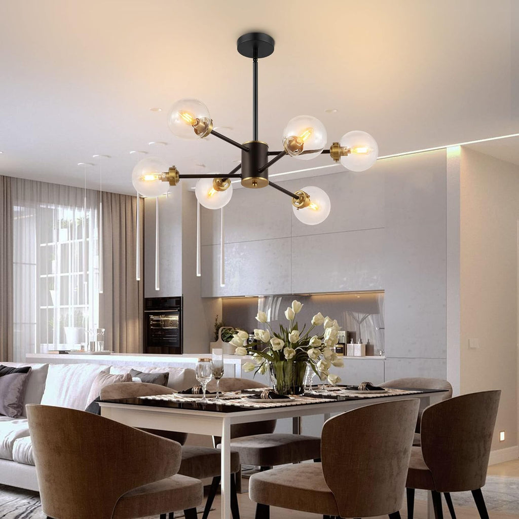 Adjustable Modern Black Chandelier — 6-Light - View 7
