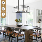 Adjustable Farmhouse Black Chandelier — 7-Light - View 3