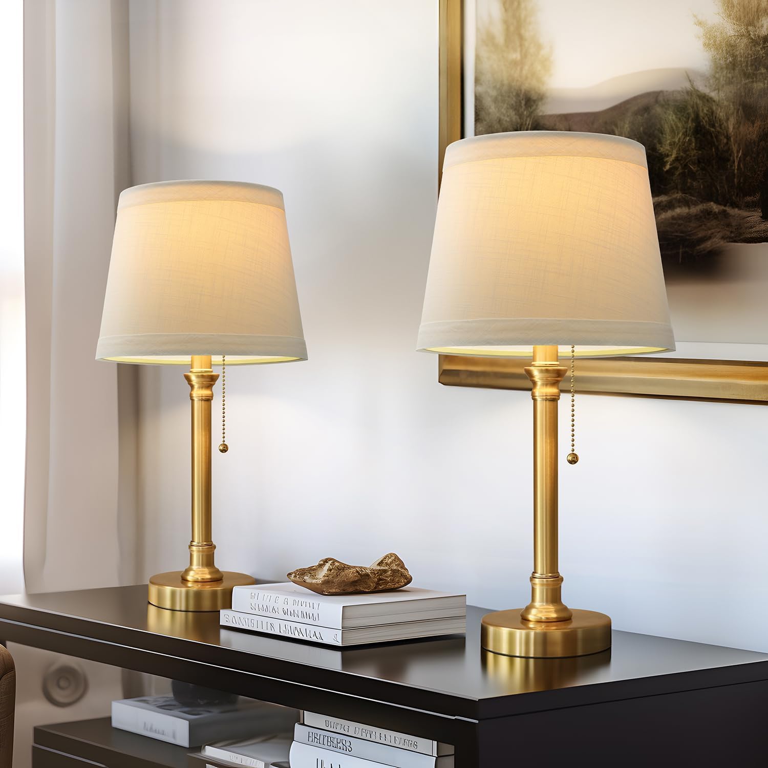 Black Bedside Lamp — 19.5" — Gold